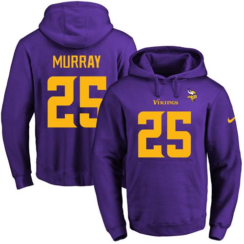 Nike Vikings #25 Latavius Murray Purple(Gold No.) Name & Number Pullover NFL Hoodie